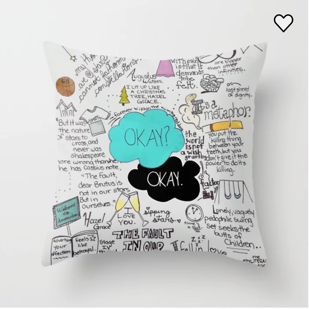 The Fault in Our Stars Movie John Green Throw Pillow COVER